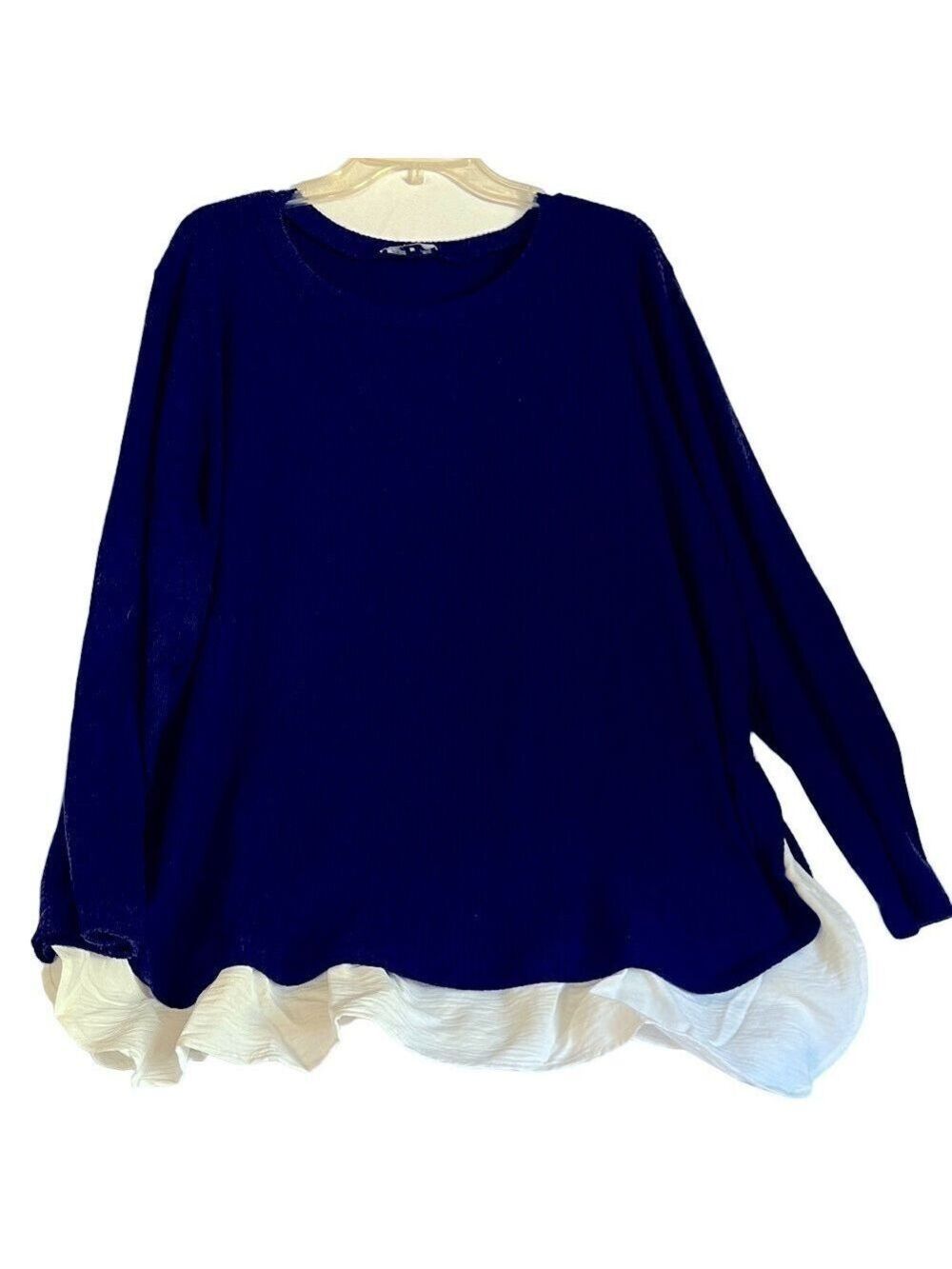 Chic Blue and White Long Sleeve Women's Sweater Top